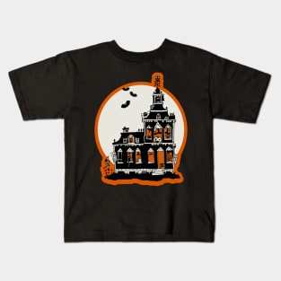 Vintage Style Haunted House - Happy Halloween Kids T-Shirt